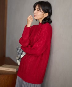 ANY L ソフトタッチケーブルニットチュニック