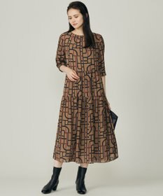 自由区 S ジオメトリックレトロプリント ワンピース