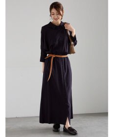 Te chichi ベルト付きレーヨンリネンシャツワンピース