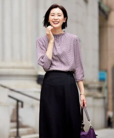 J.PRESS LADIES L チェックプリント スリットフリルネック カットソー