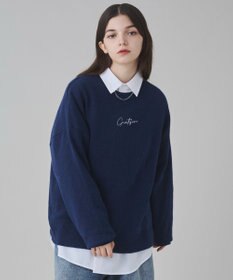 WEGO 【ユニセックス着用ITEM/SMLサイズ展開】アクセ付きワンポイントニットプルオーバー