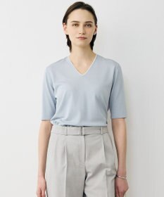 ICB L 【先行予約・WEB限定カラーあり】 シンセティックハイゲージ 半袖Vネックニット