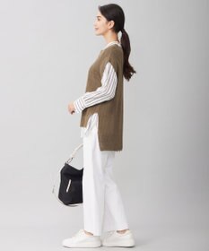 自由区 S 【洗える】リネンミドルゲージニット ベスト