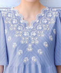 Tiaclasse 【洗える】スカラップレースチュニックブラウス