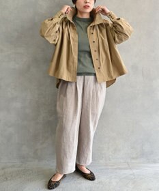 muuc 〈多彩な着方が叶う〉〈衿立て＆衿折り〉〈遠州織物の工場で織られた上質なコットン100%生地〉リボン紐付き多様衿 羽織り＆シャツ