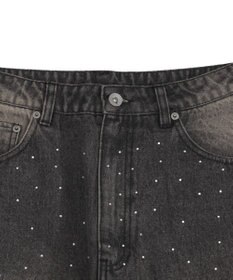 WEGO 【ユニセックス着用ITEM】スーパーバギーラインストーンデニムパンツ