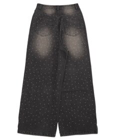 WEGO 【ユニセックス着用ITEM】スーパーバギーラインストーンデニムパンツ