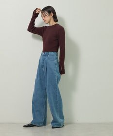 Green Parks もちやわ袖口釦リブニットプルオーバー