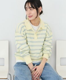 CRAFT STANDARD BOUTIQUE シアーボーダーポロ衿ニットプルオーバー