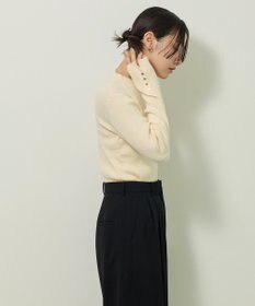 Green Parks もちやわ袖口釦リブニットプルオーバー