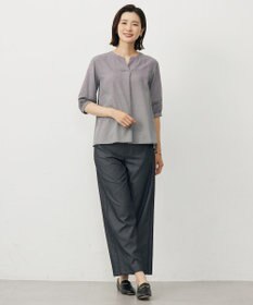 J.PRESS LADIES S 【洗える】ウォッシャブルキュプラツイル キーネック ブラウス