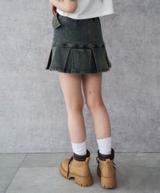 WEGO ベルト付デニムプリーツスカパン