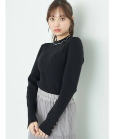 earth music&ecology ゴールド釦スリーブリブプルオーバー