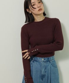 Green Parks もちやわ袖口釦リブニットプルオーバー