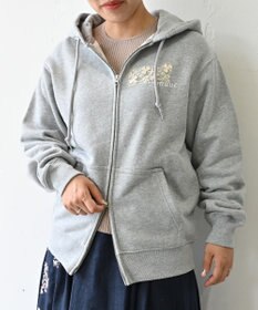 muuc 〈コットン100% 12.7オンス生地＆裏面パイル〉花刺繍のWジップパーカー
