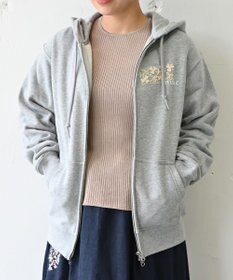 muuc 〈コットン100% 12.7オンス生地＆裏面パイル〉花刺繍のWジップパーカー