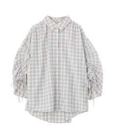 earth music&ecology シャーリングスリーブチェックシャツ