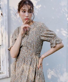 Tiaclasse 【洗える】キャンディースリーブ花柄ワンピース