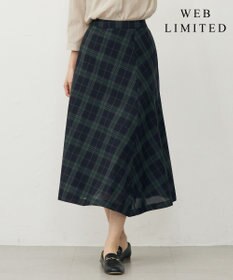 J.PRESS LADIES 【WEB限定カラーあり・洗える】SOFT SHEER チェック フレア スカート 【WEB限定】ネイビーチェック系
