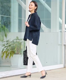 自由区 【XSサイズ～/洗える/セット可】エンブロイダリーリネン前開き シャツブラウス