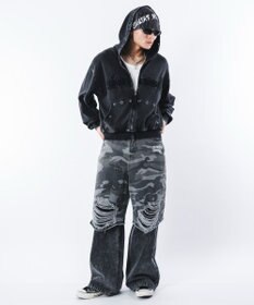 WEGO 【ユニセックス着用ITEM】ブリーチハトメZIPパーカー