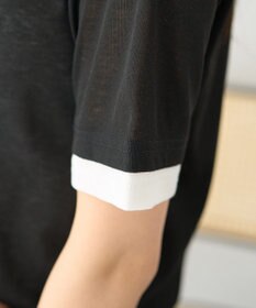 earth music&ecology シアーレイヤード風5分袖プルオーバー