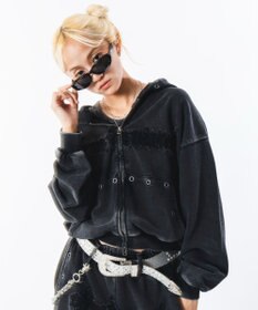 WEGO 【ユニセックス着用ITEM】ブリーチハトメZIPパーカー