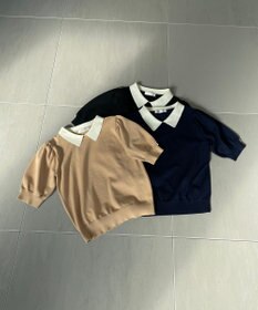 Feroux 【洗える】バイカラー襟 ニット