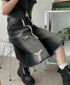 WEGO 【SMサイズ展開】ヴィンテージウォッシュダメージバギーハーフパンツ