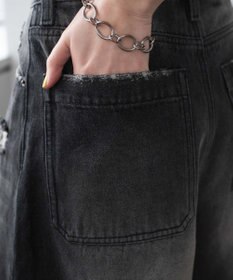 WEGO 【SMサイズ展開】ヴィンテージウォッシュダメージバギーハーフパンツ