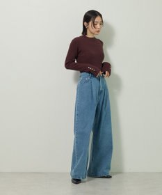 Green Parks もちやわ袖口釦リブニットプルオーバー