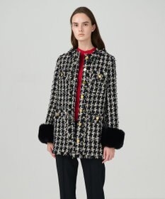 GRACE CONTINENTAL ツイードファーコート