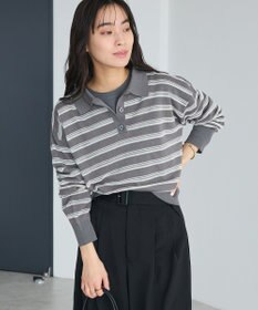 CRAFT STANDARD BOUTIQUE シアーボーダーポロ衿ニットプルオーバー
