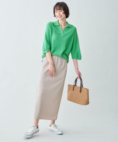 ANY L アクリルガーターポロ衿ニット