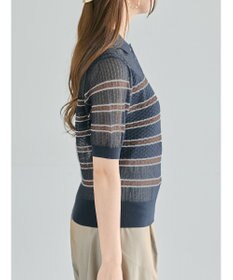 Te chichi 透かしマルチボーダーニットポロ