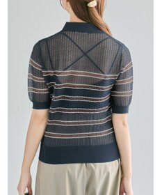 Te chichi 透かしマルチボーダーニットポロ