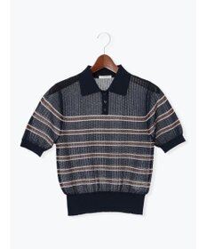 Te chichi 透かしマルチボーダーニットポロ