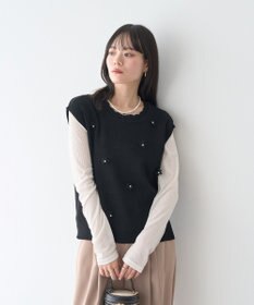 earth music&ecology フラワーモチーフニットベスト