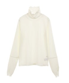 earth music&ecology シャーリングスリーブリブタートルプルオーバー