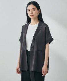 UNFILO 【野呂佳代さん着用】シアーフォルムニット ジャケットジレ チャコール