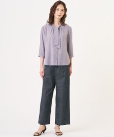 J.PRESS LADIES ソフトシャンブレー ストレートパンツ