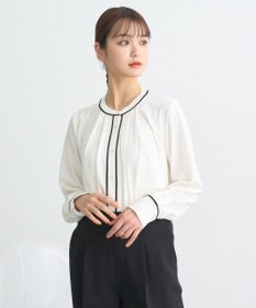 earth music&ecology バイカラータックブラウス