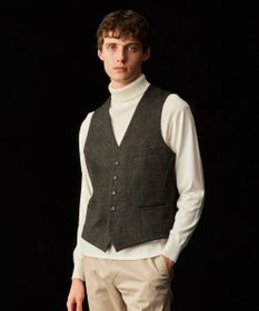 JOSEPH ABBOUD 【ストレッチ/多機能】ツィーディジャージ ベスト ダークブラウン系4