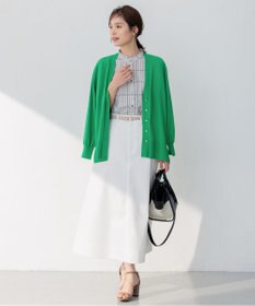 組曲 【ビジューボタン・アンサンブル対応】ハイゲージ ロングVネックカーディガン