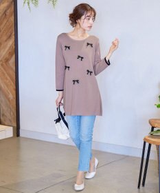 Tiaclasse L 【洗える】リボンニットチュニック