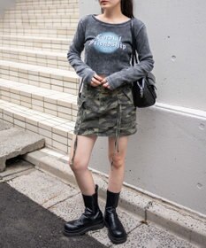 WEGO ヴィンテージウォッシュレースアップロンT