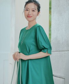 Tiaclasse 【おのののかさん着用】「サマケア」パフスリーブAラインワンピース