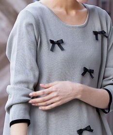 Tiaclasse L 【洗える】リボンニットチュニック