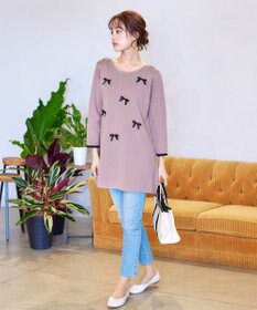 Tiaclasse L 【洗える】リボンニットチュニック