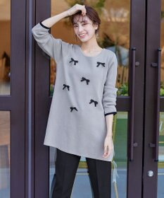 Tiaclasse L 【洗える】リボンニットチュニック